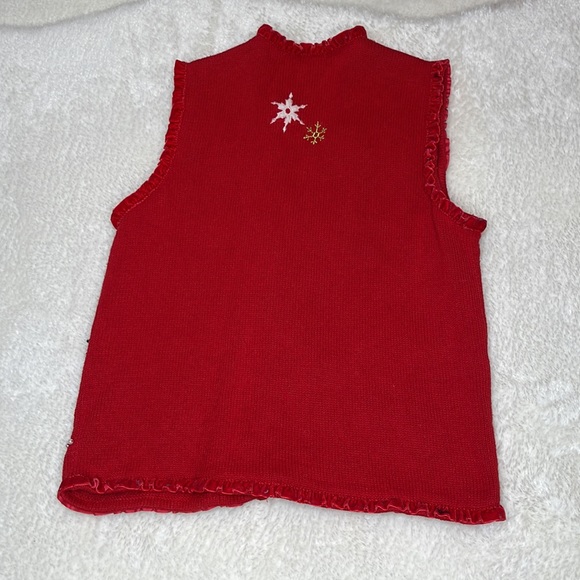 Ambra Holiday Ruffled Snowflake Vest Red Size Medium - Picture 4 of 8